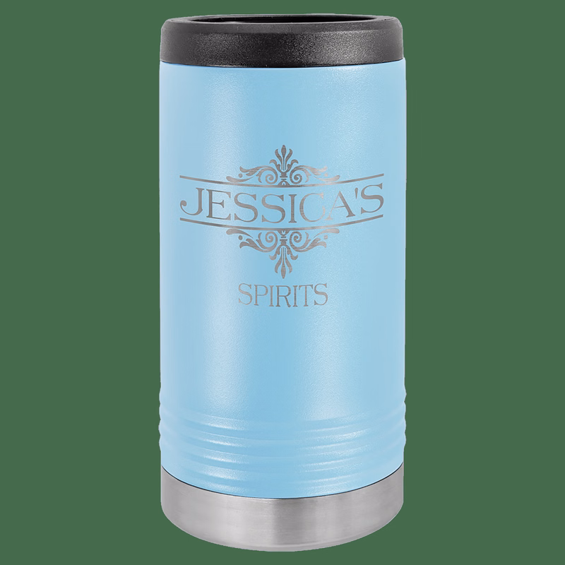 Light Blue Laser Engraved Polar Camel Slim Beverage Holder