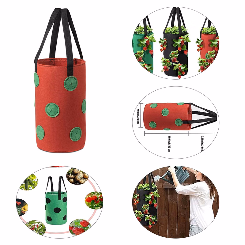 Sturdy Hanging Handle Vegetables Potato Roses 3 Gallon Plant Grow Bag With 12 Planting Holes