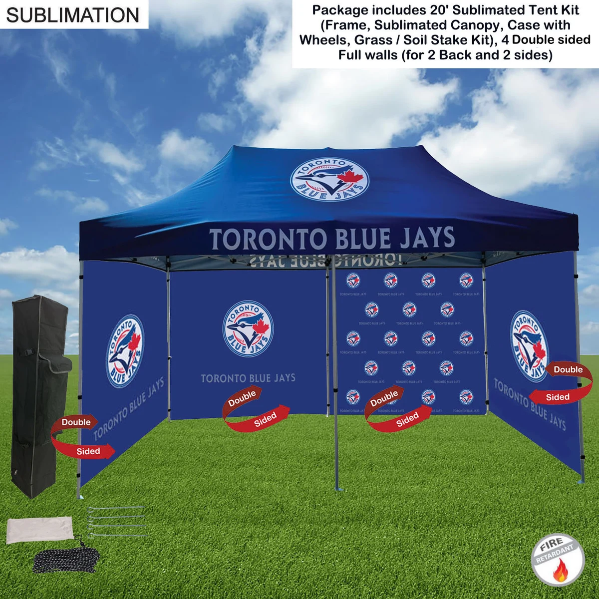 Full Privacy Tent Package 1, 20' Sublimated Tent, 4 Double sided Full walls for back and 2 sides 1