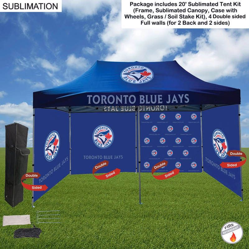 Full Privacy Tent Package 1, 20' Sublimated Tent, 4 Double sided Full walls for back and 2 sides