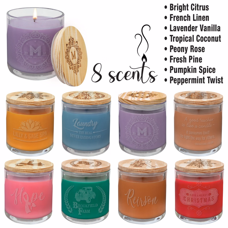 14 Oz. Scented Candle In A Glass Holder With Wood Lid