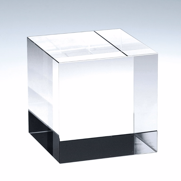Straight Cube Optic Crystal Paperweight | Large Award