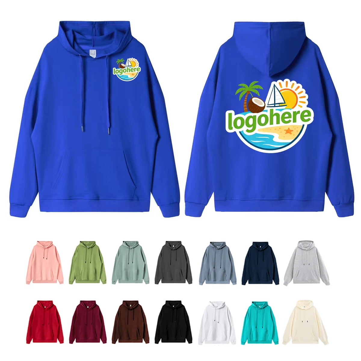 Polyester-Cotton blend Pullover Hoodie, custom hoodie or sweatshirt with logo imprint 1