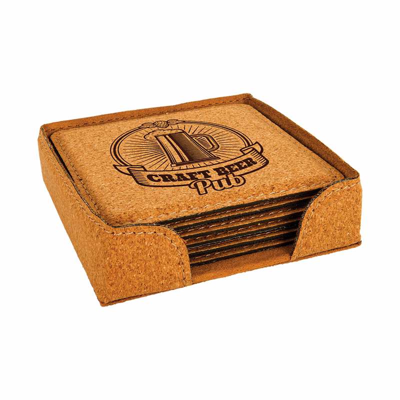 Agglomerated Cork Square 6-Coaster Set