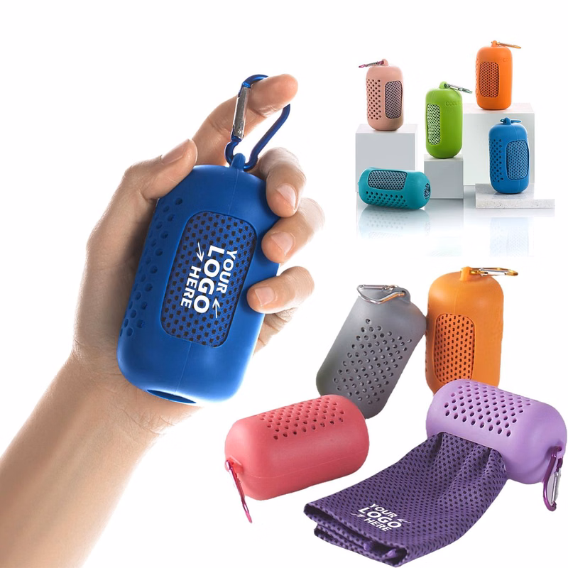 Instant Chill Mesh Cooling Towel with Carabiner Case