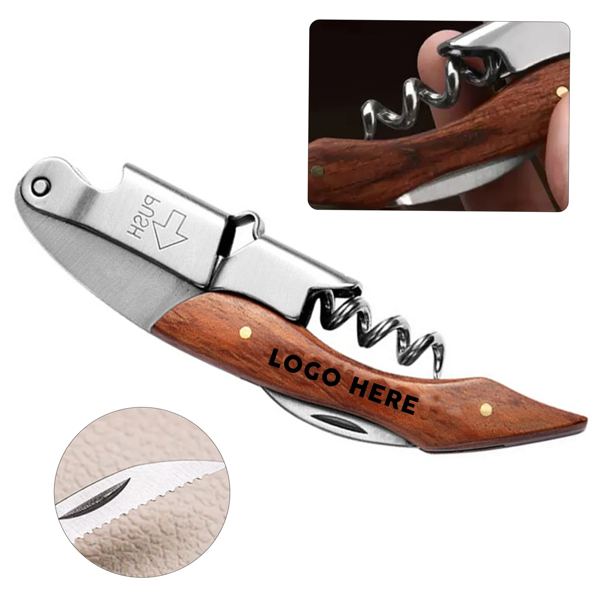 MultiTool Sommelier Corkscrew with Wood Grip 1