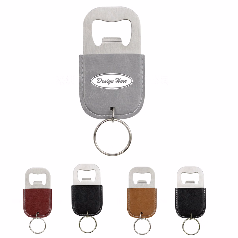 Durable PU Leather Keychain with Beer Bottle Opener