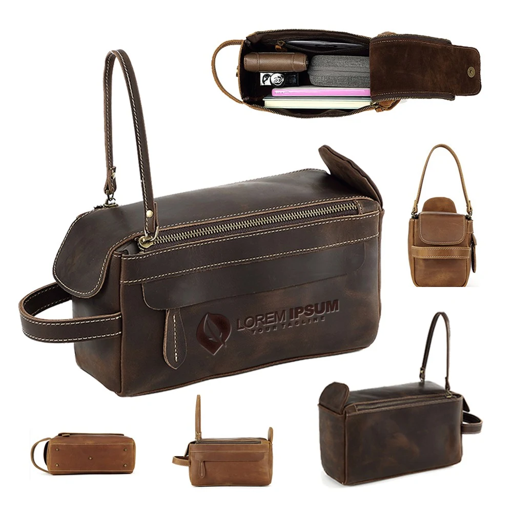 Genuine Leather Crazy Horse Magnetic Buckle Handbag 1