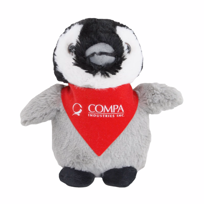 7" Hug'ems Emperor Penguin Chick with bandana and one color imprint