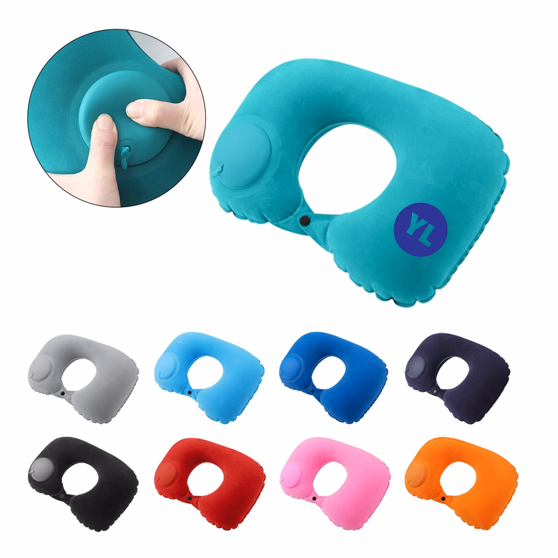 MOQ100 Flocked Inflatable U-Shaped Pillow