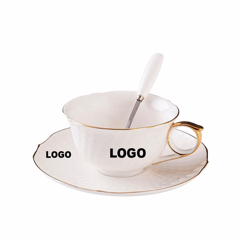 Custom 8 oz Coffee Cups with Gold Trim