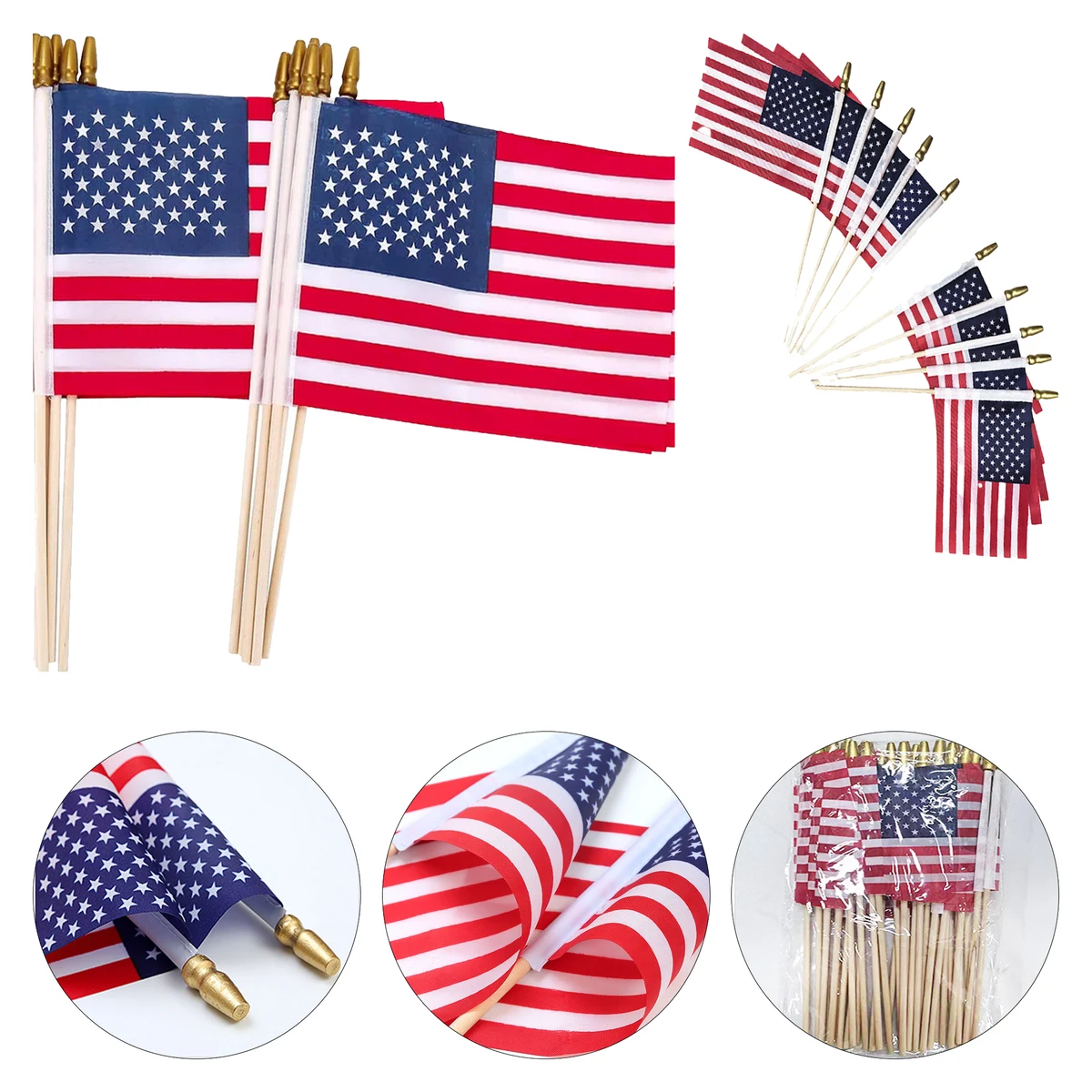 MOQ 100pcs Wood Shaft Handheld Flag 1