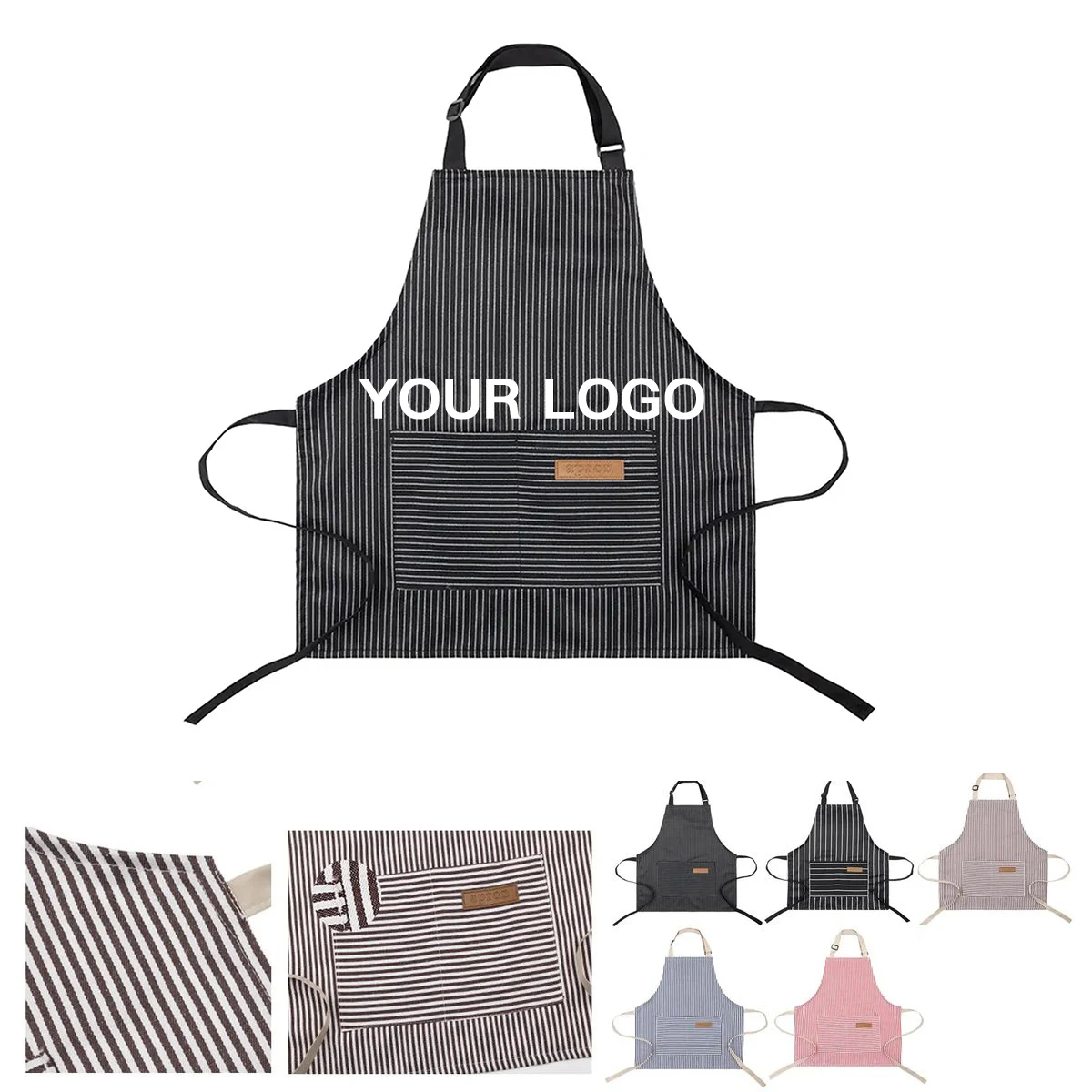 Kids Pinstripe Apron with Adjustable Neck Strap 1