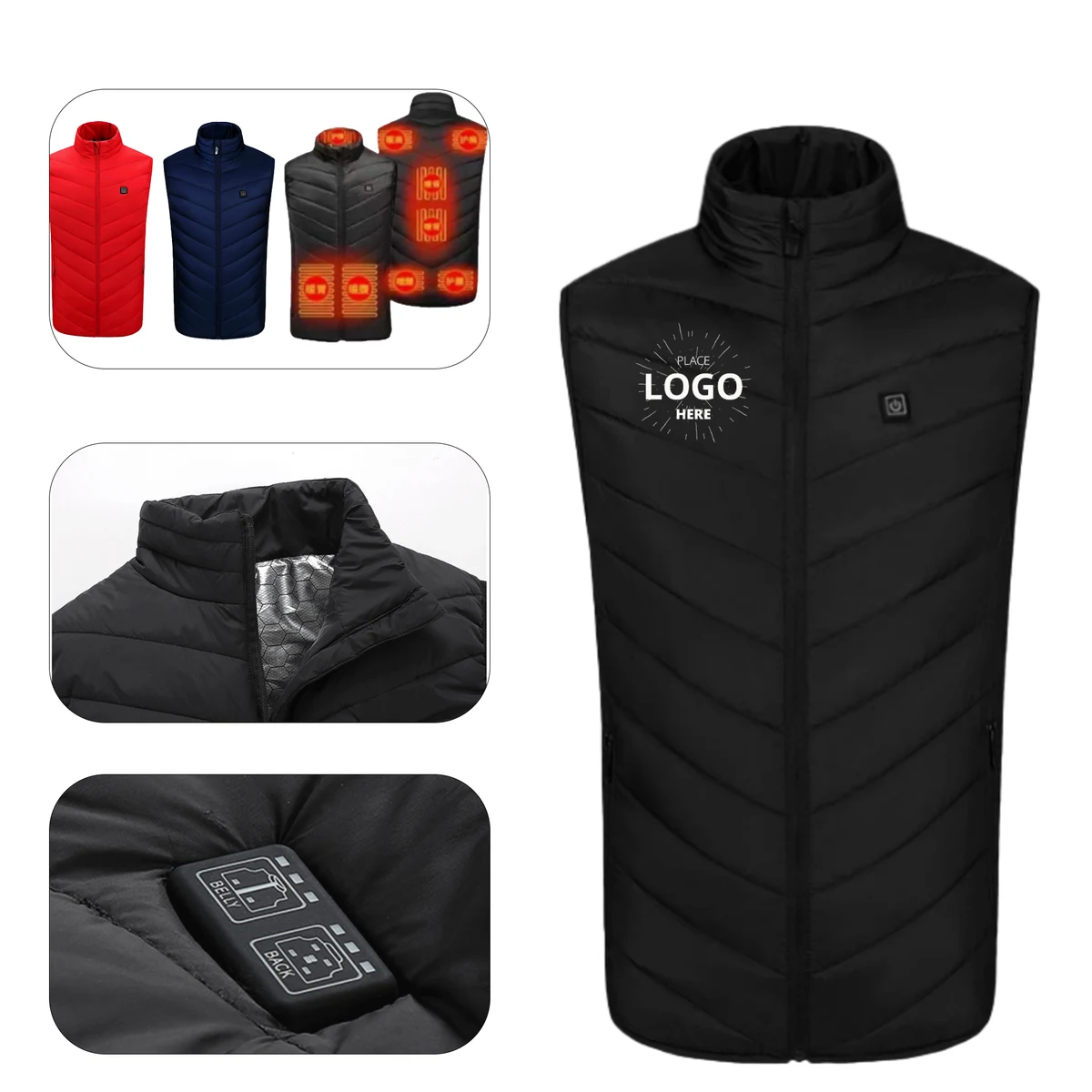 Electric Heated Vest With 3 Heat Levels 9 Heating Zones, custom jacket with logo imprint 1