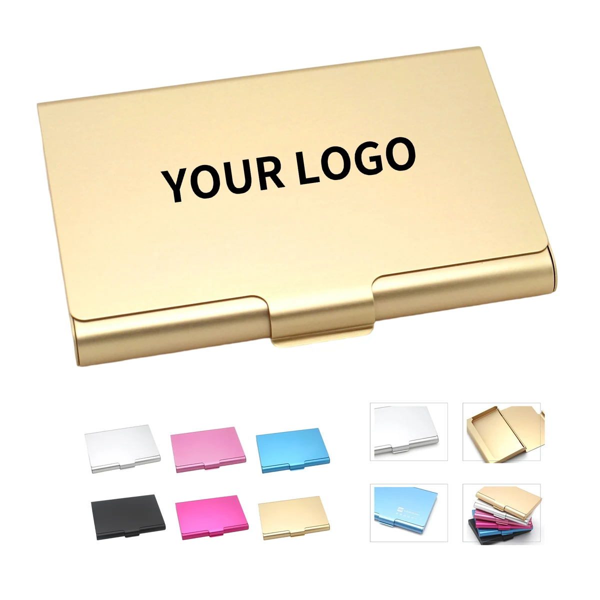 Aluminum Alloy Slim Business Card Case Pocket Size With Snap Lid 1