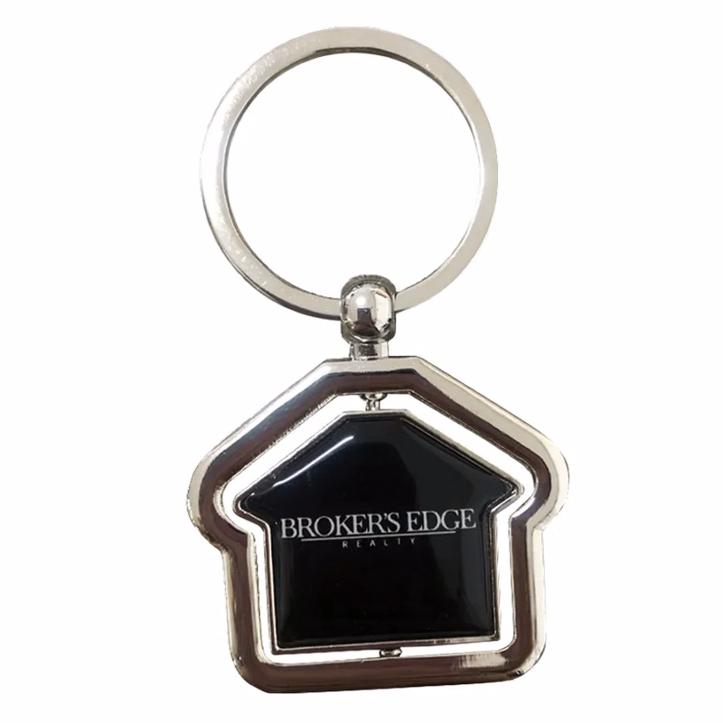 Spinning House Metal Keychain