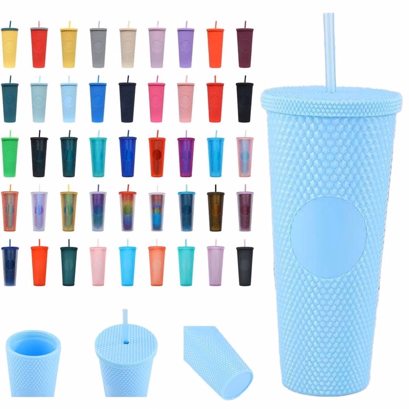Double Layer Plastic Straw Cup