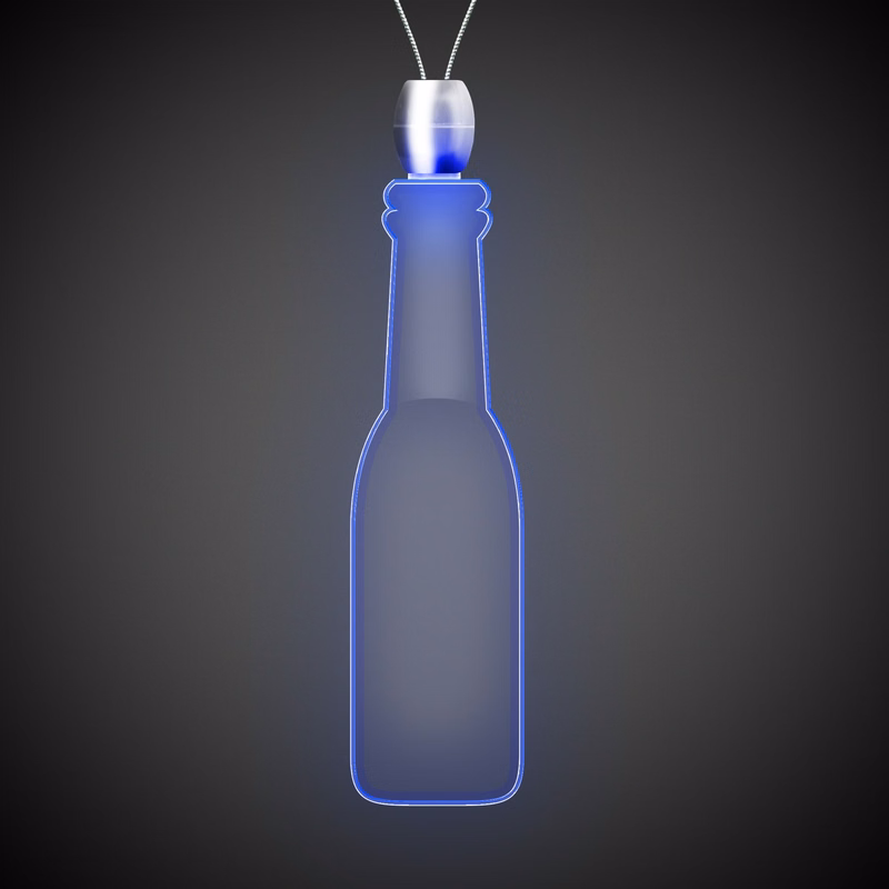 Round Bottle Blue Light-Up Acrylic Pendant Necklace