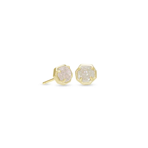Kendra Scott Nola Gold Stud Earrings in Iridescent Drusy 1