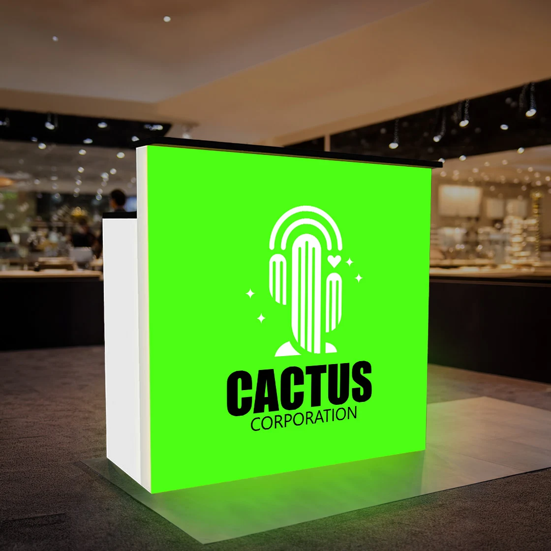 3 ft x 3 ft - Backlit Promotional Counter with Storage (Graphic + Hardware) 1