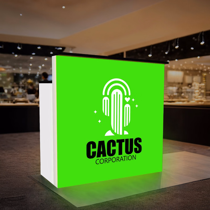 3 ft x 3 ft - Backlit Promotional Counter with Storage (Graphic + Hardware)