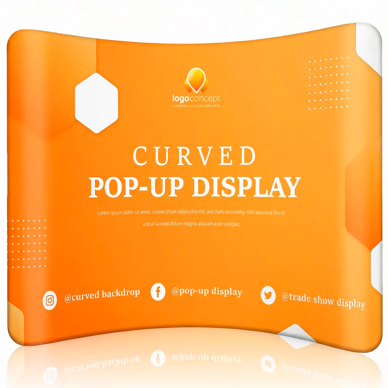Curved Pop-Up Fabric Trade Show Display (3 Size Options)