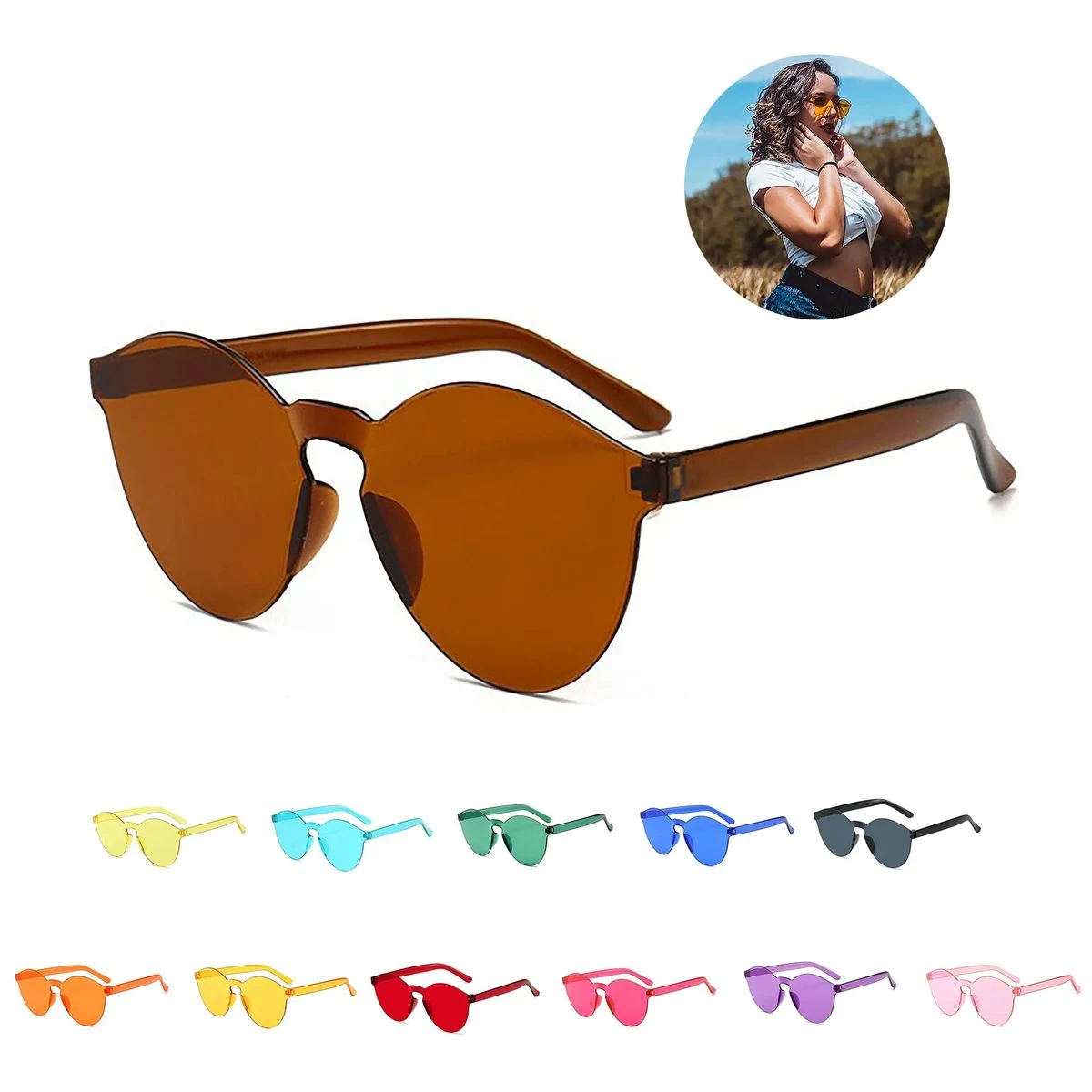 Round Rimless Sunglasses 1