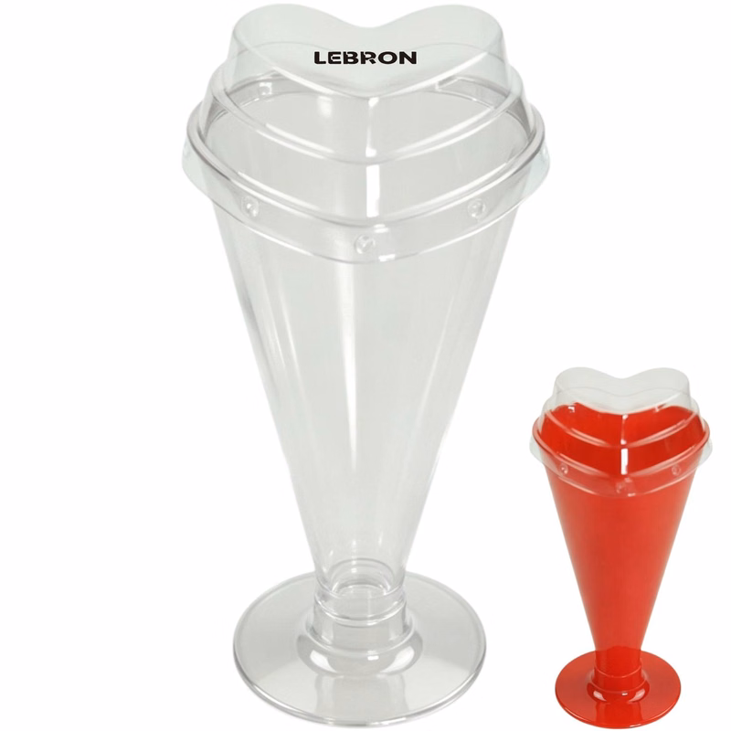 5.6 oz Heart Shaped Plastic Wine Glass with Lid