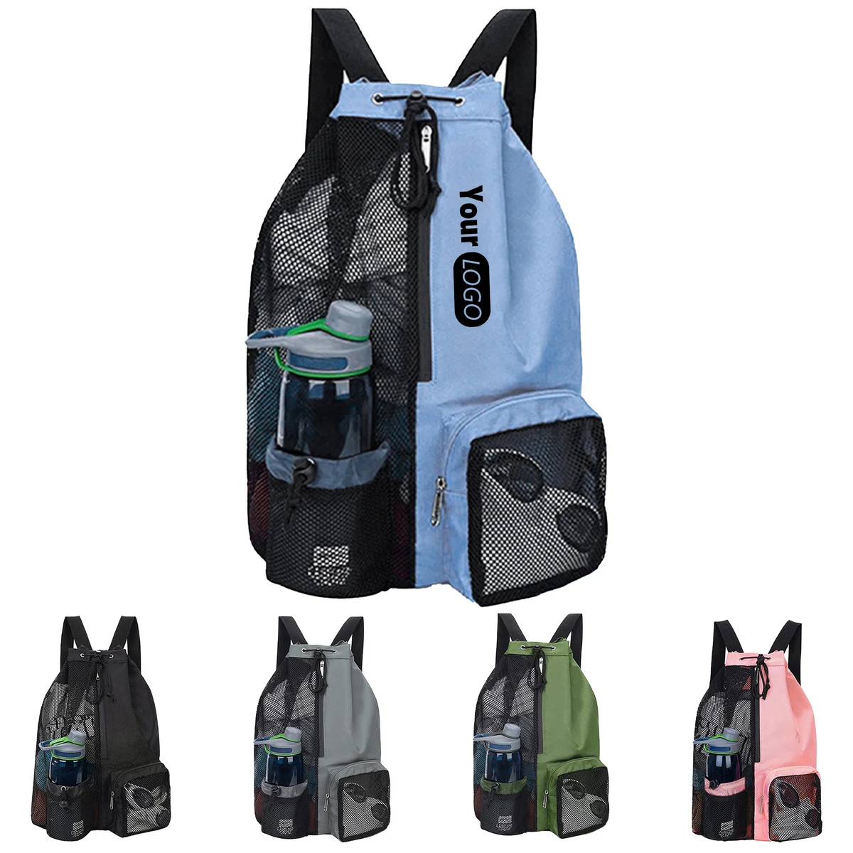 Nylon Outdoor Mesh Backpack With Bottle Holder 1