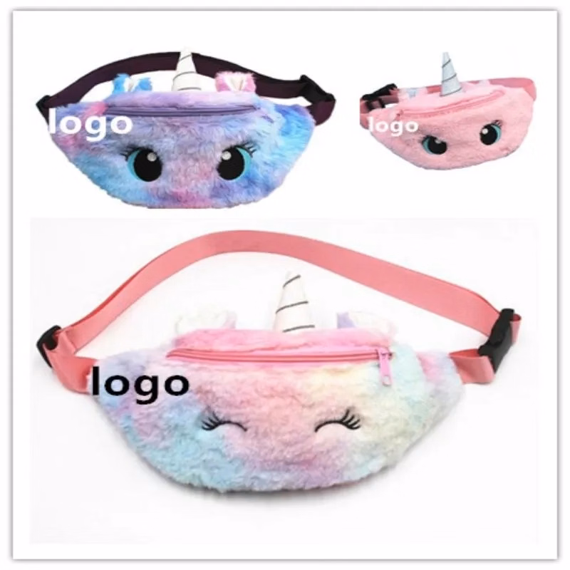 Girls Plush Pack Kids Unicorn Waist Cross Body Bag