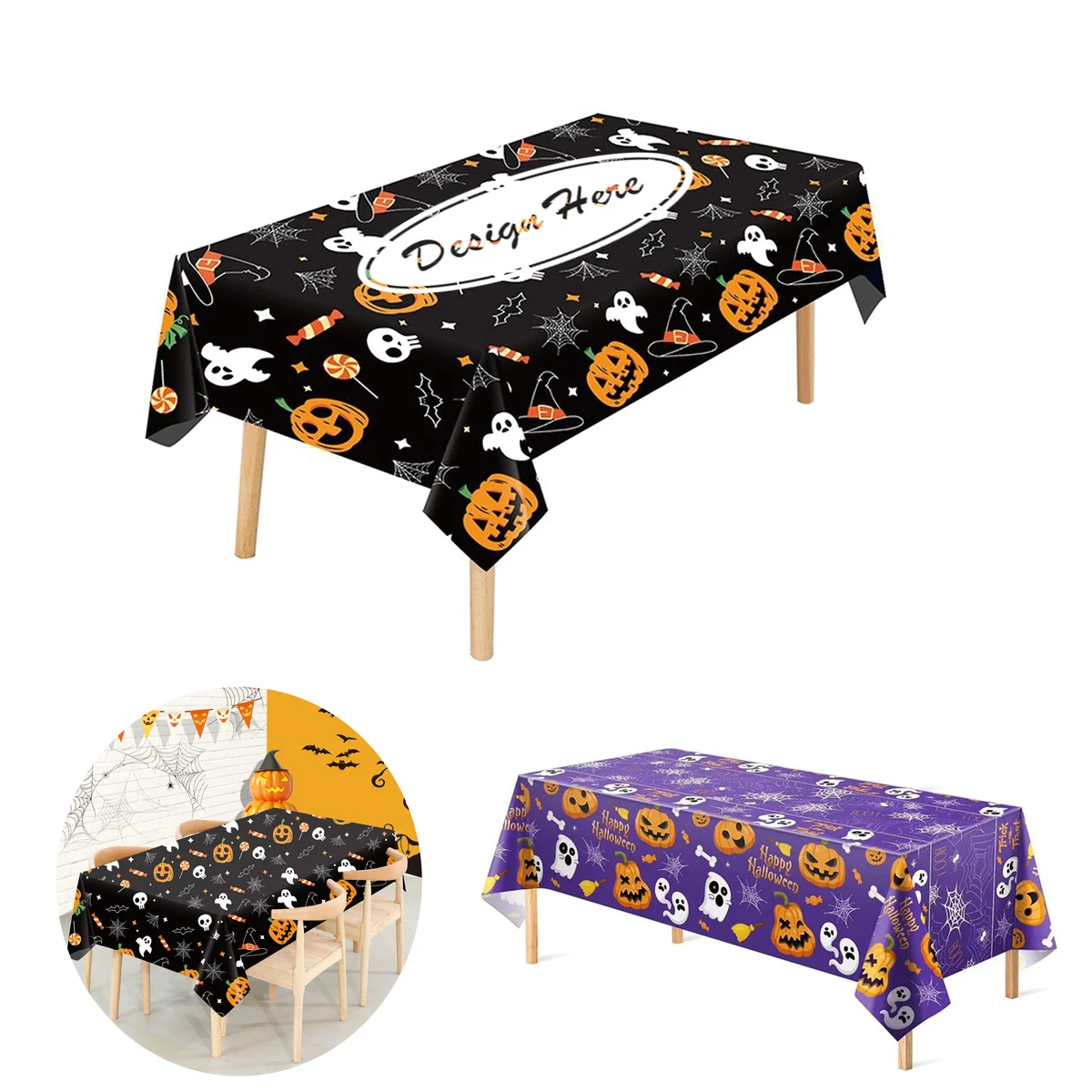 Festive Disposable Plastic Tablecloth for Halloween Parties 1