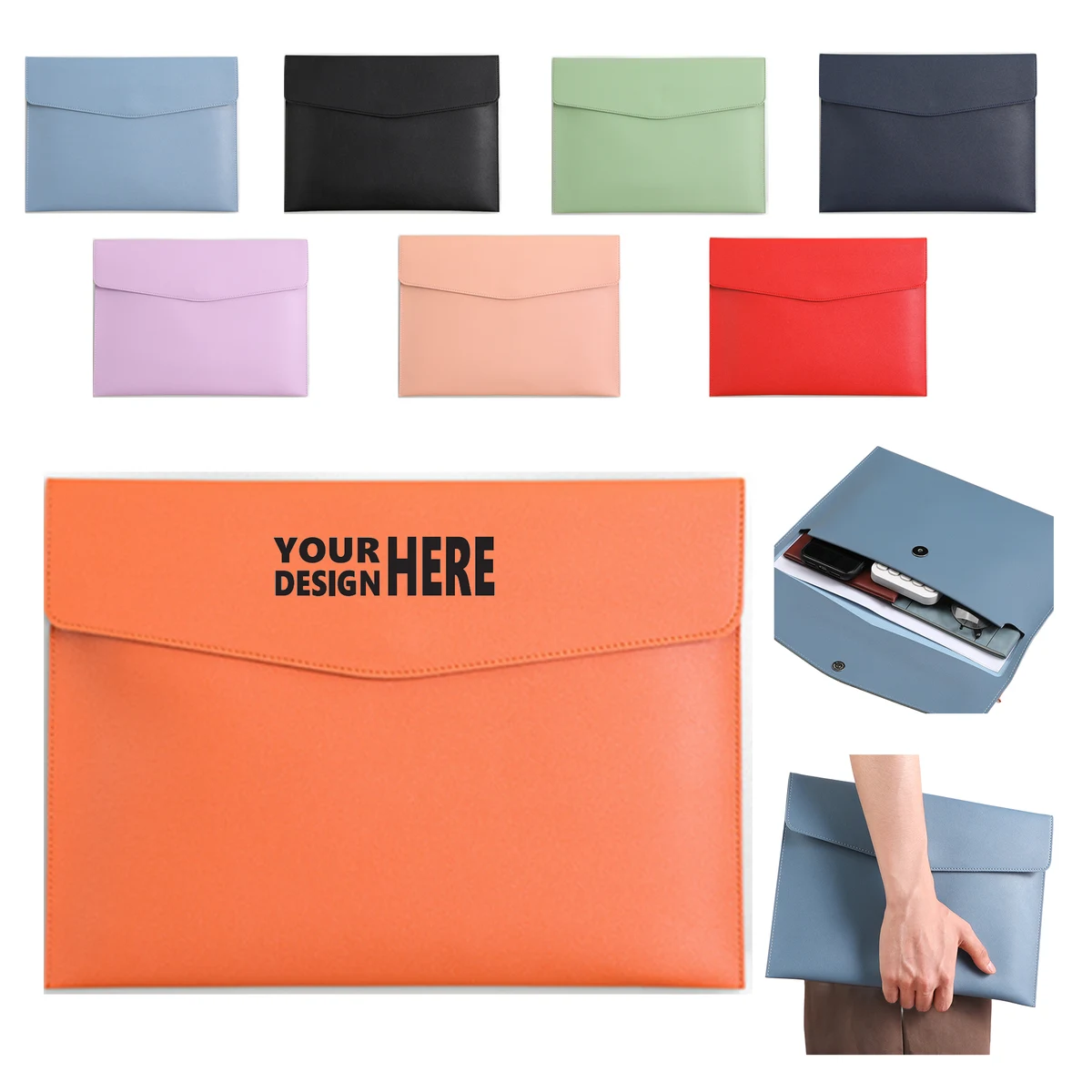 A4 PU Leather Magnetic Buckle File Pouch MOQ 50 1
