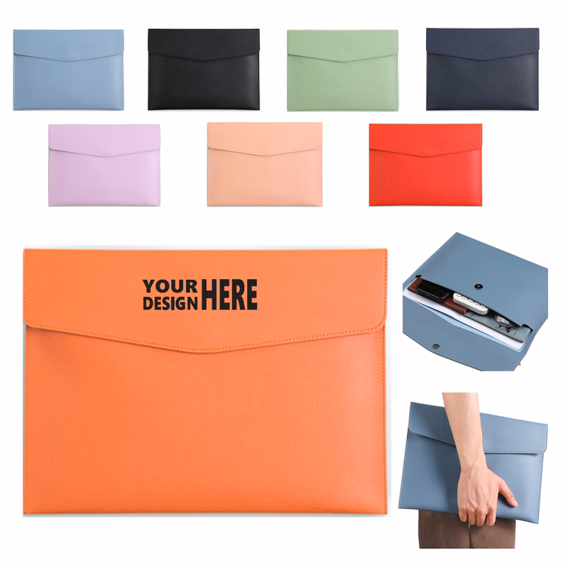 A4 PU Leather Magnetic Buckle File Pouch MOQ 50