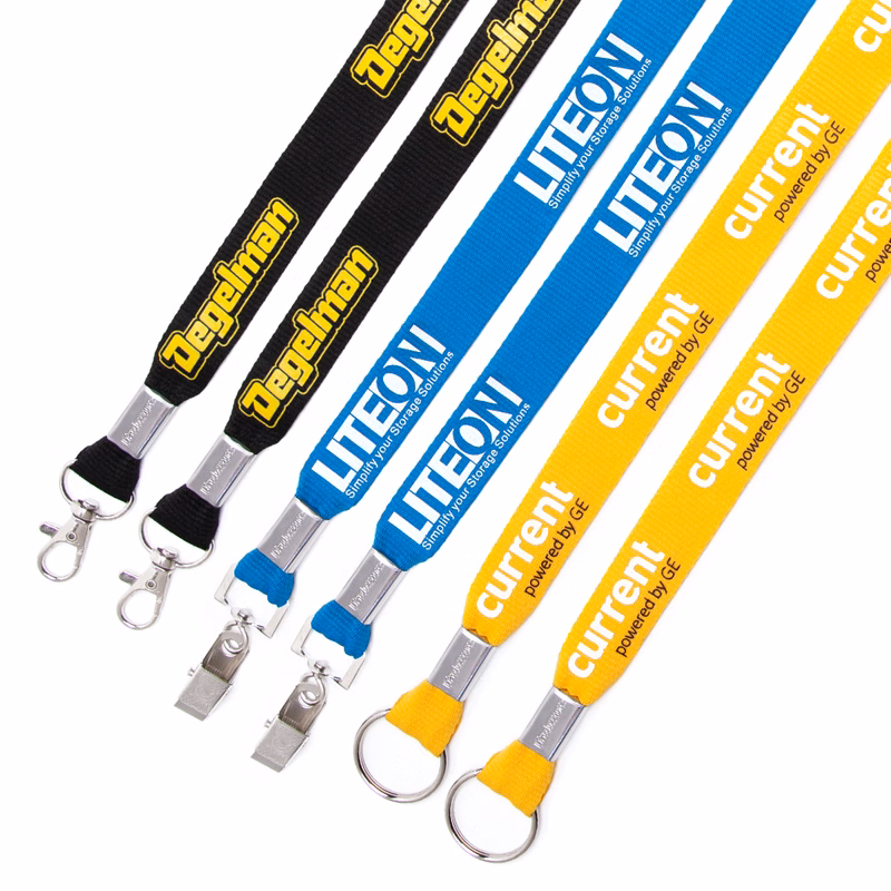 1/2" Double Ended Flat Polyester Lanyard