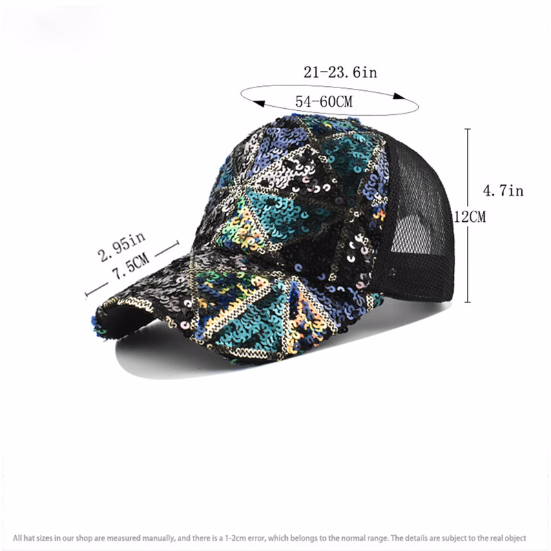 Unisex Sequin Mesh Baseball Cap