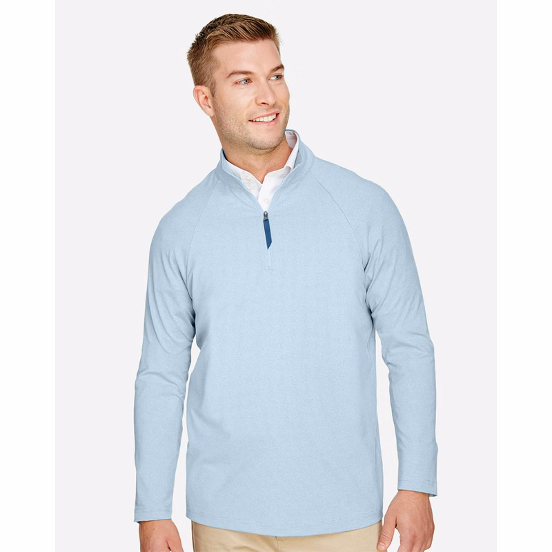 Men's CrownLux Performance® Clubhouse Micro-Stripe Quarter-Zip Pullover - DG480