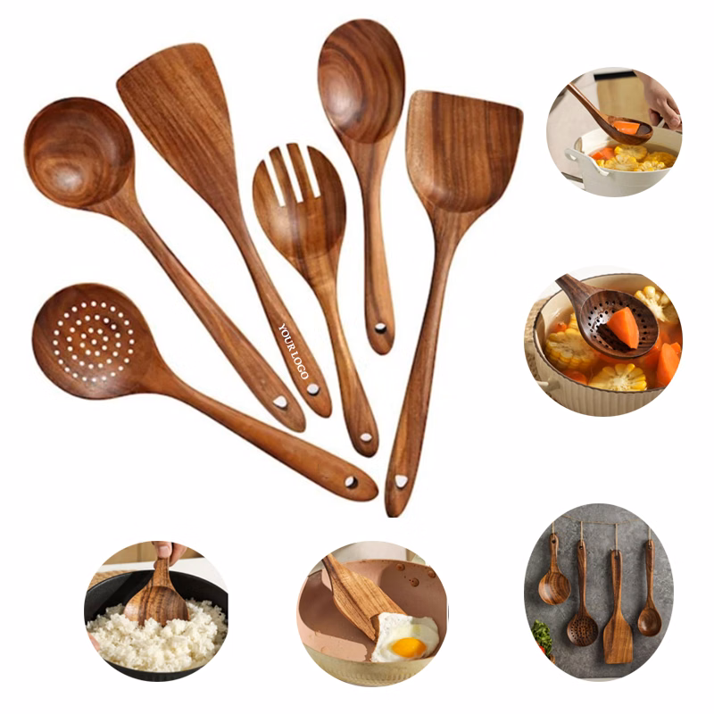 Premium Wooden Kitchen Cooking Spoon Spatula Set