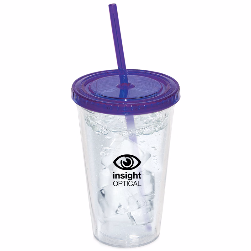 500 Ml. (17 Fl. Oz.) Double Walled Tumbler With Straw