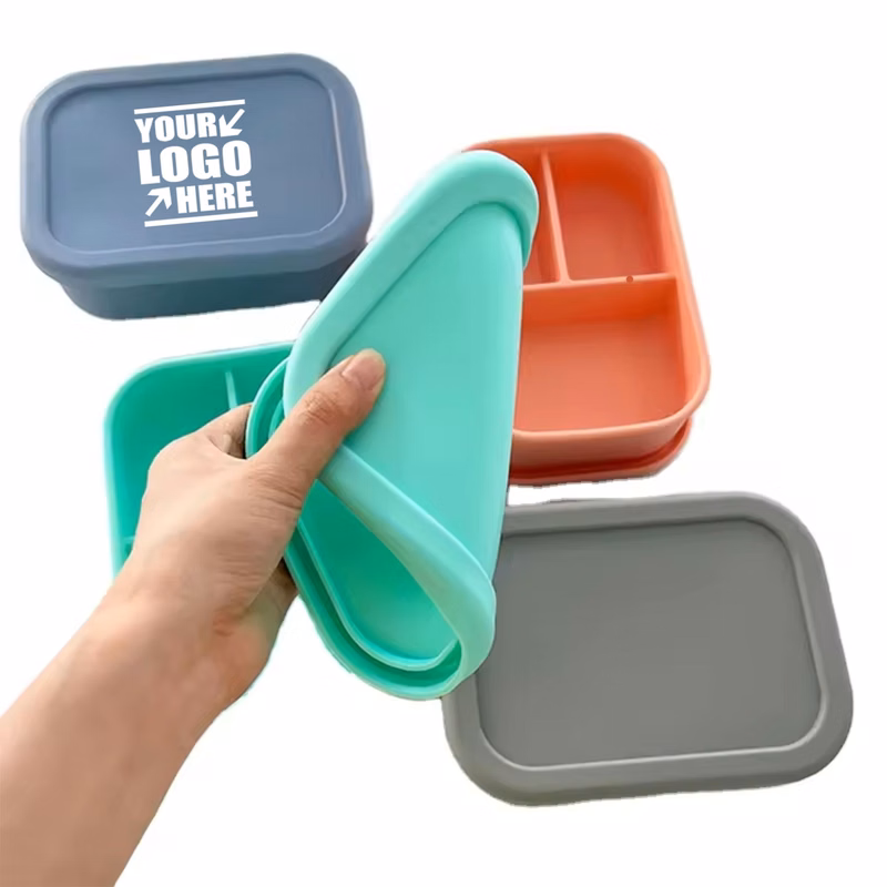 3-Compartment Silicone Lunch Box Lunch Container