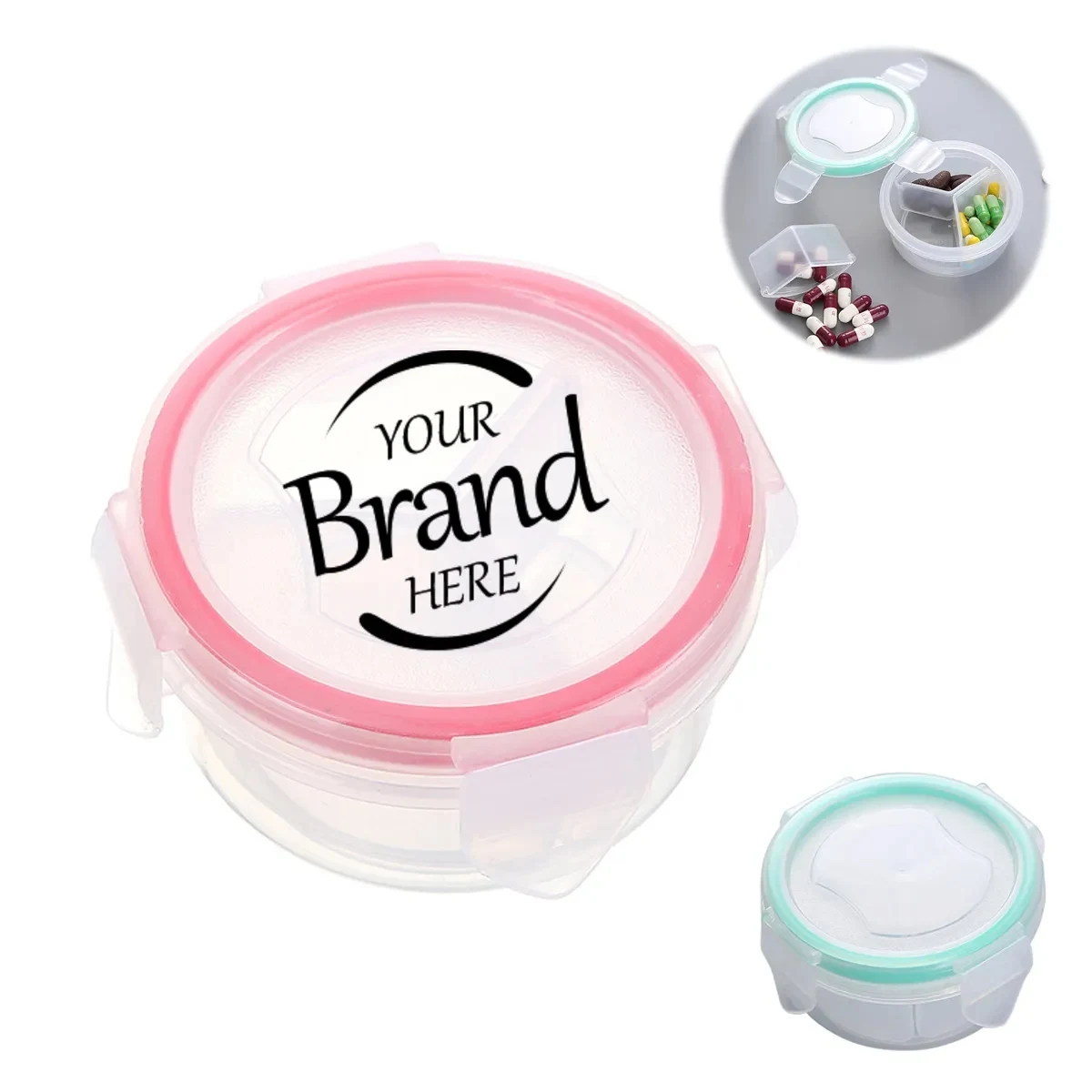 Round Pill Organizer Holder 3 Compartments 1