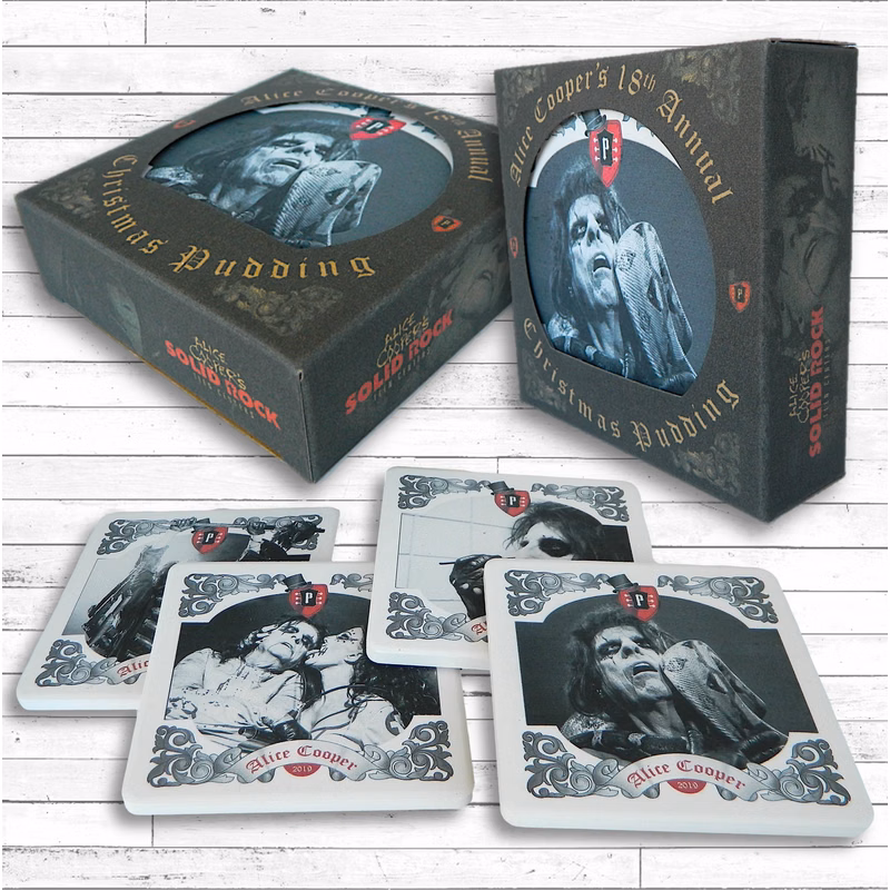 4 Square Absorbent Stone Coasters in a Fully Custom Printed Coaster Box - Full Bleed