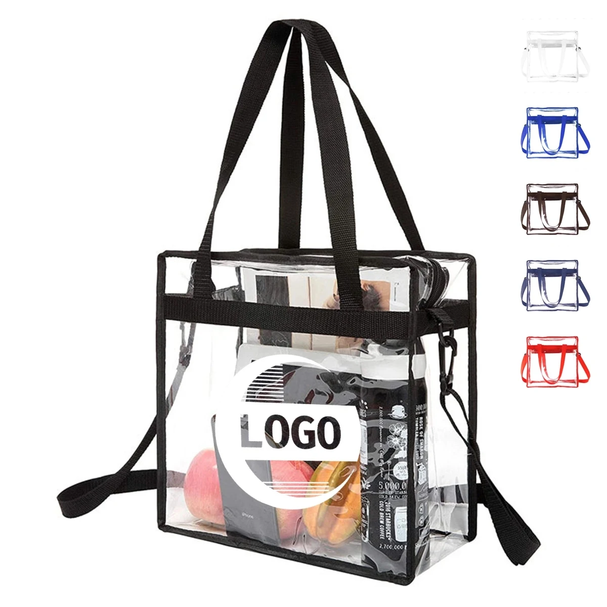 Clear Tote Bag with Zipper and Adjustable Strap 1