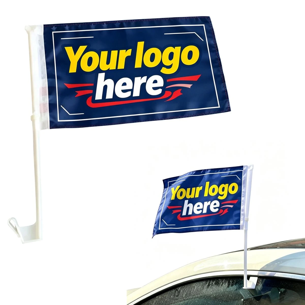 Car Window Flag With Plastic Clip Mount Pole 1