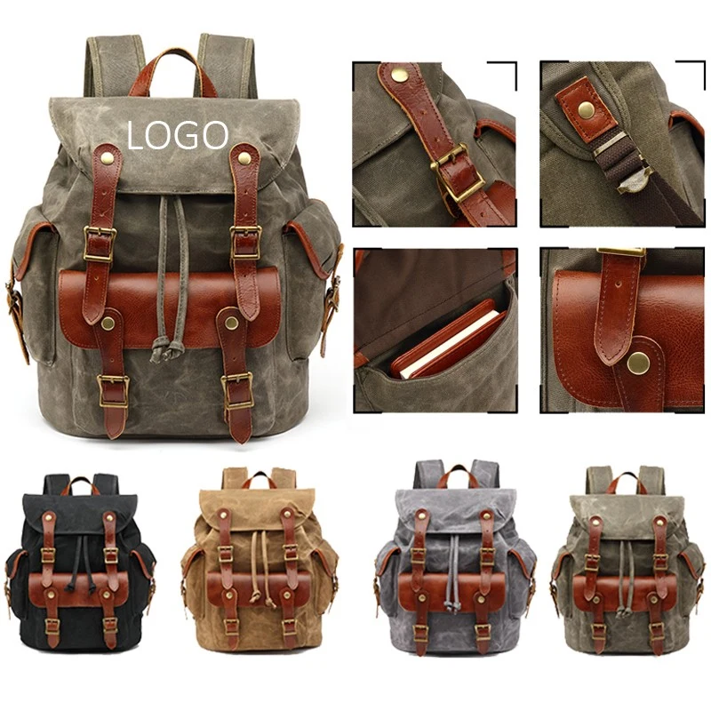 Canvas Leather Travel Backpack 1