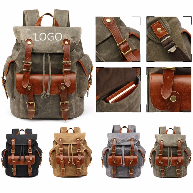 Canvas Leather Travel Backpack