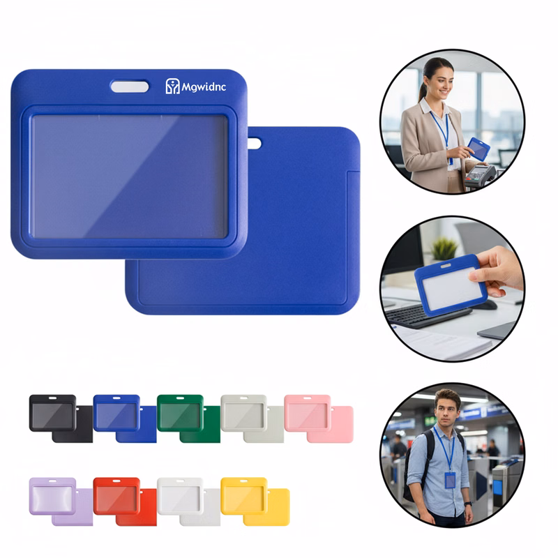 Horizontal Slide Cover ABS Plastic Badge Holder for ID Cards