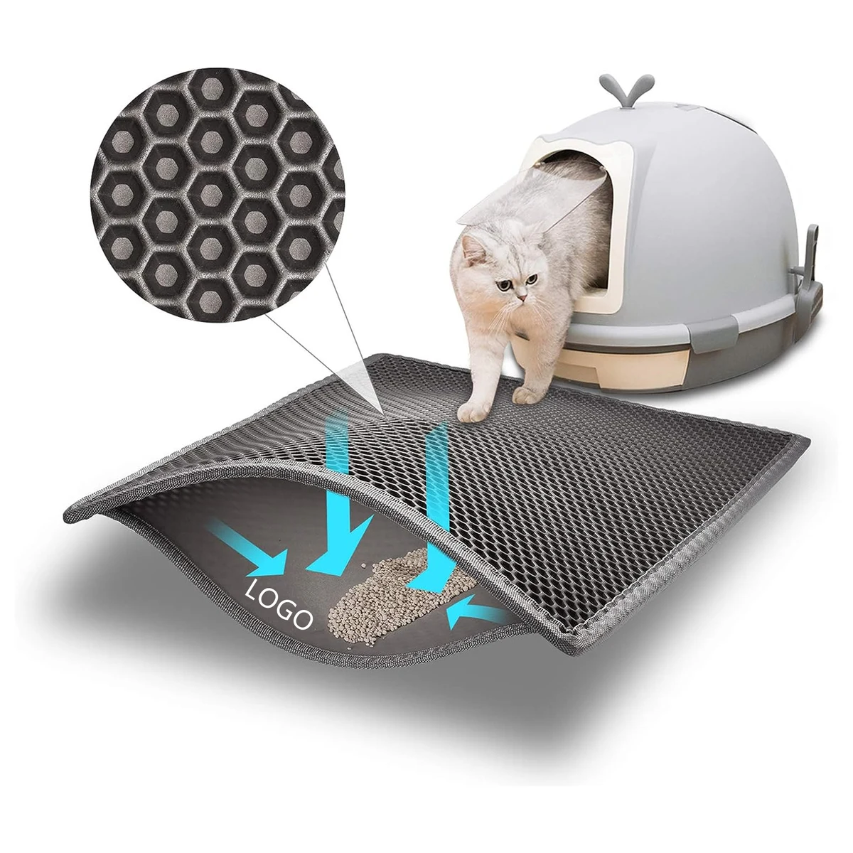 Cat Litter Mat Urine Proof Trapping Mat 23.7x17.8 Inch 1