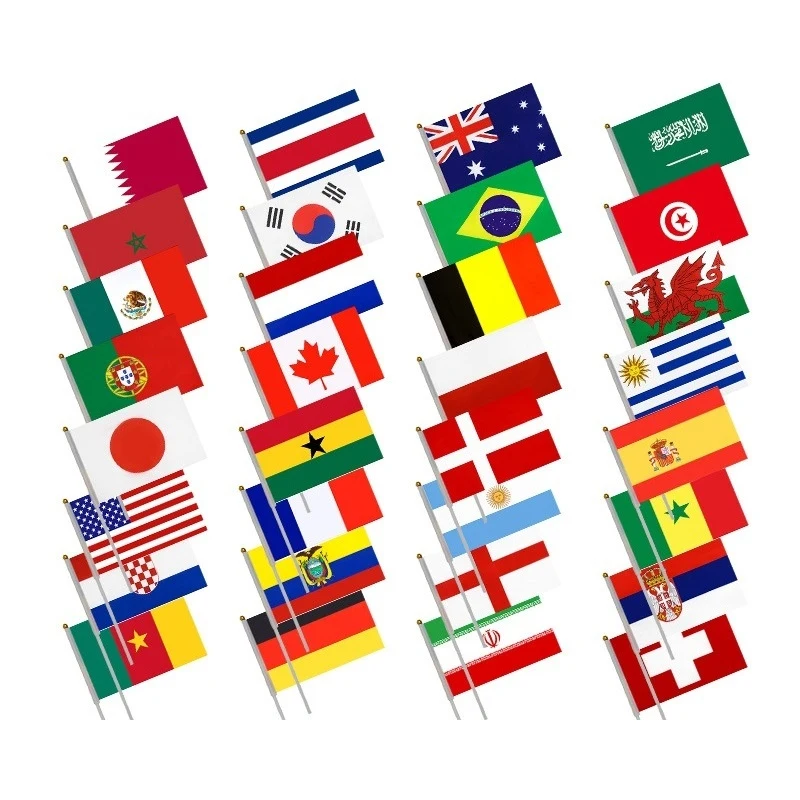 World National Hand Flag W/ Stick 1