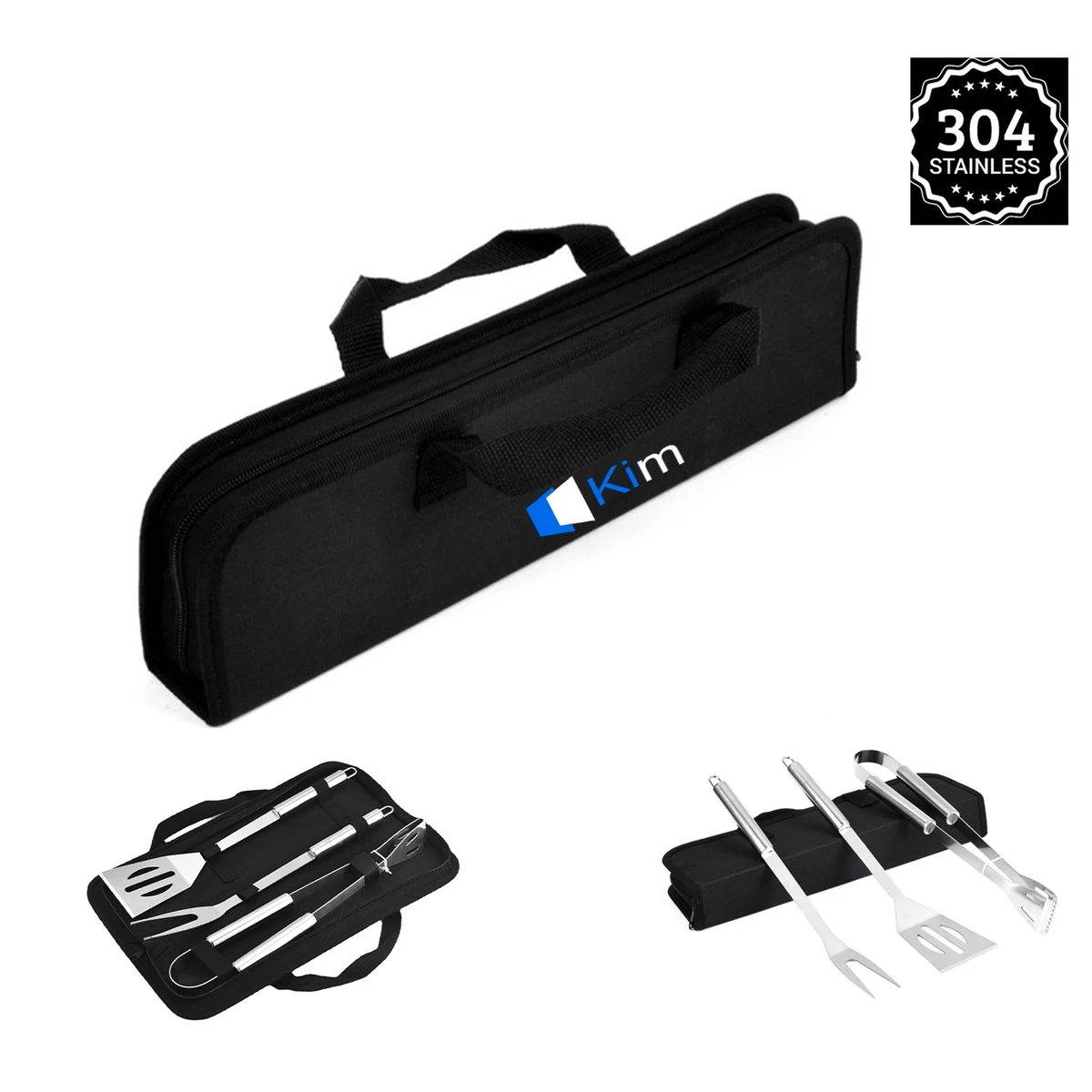 3 Piece Stainless Steel Bbq Set With Storage Bag 1