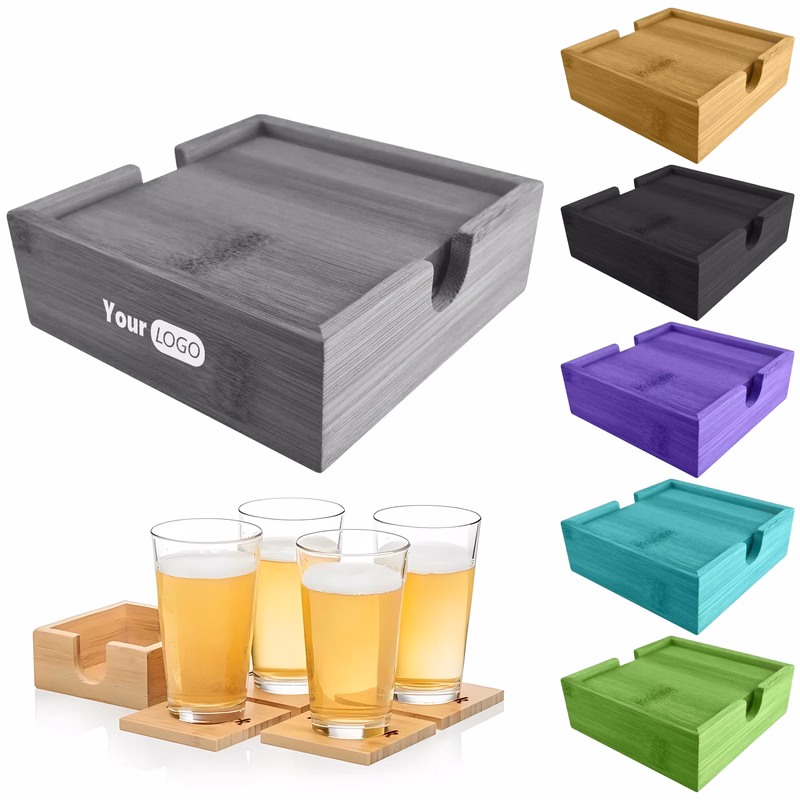 Wood Eco-Friendly Bamboo Coaster Set